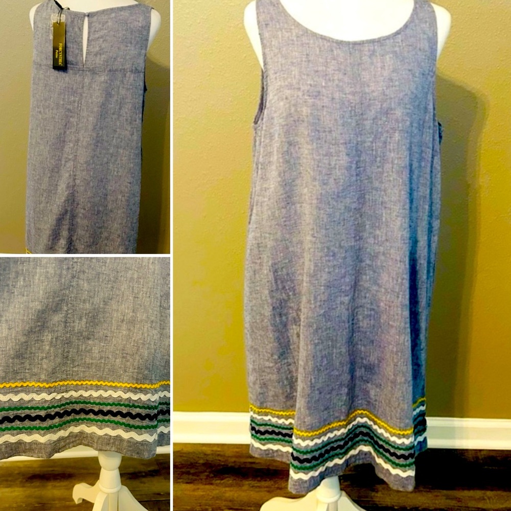 NEW For Cynthia Linen Cotton Blend Summer Dress Petite size XL NWT